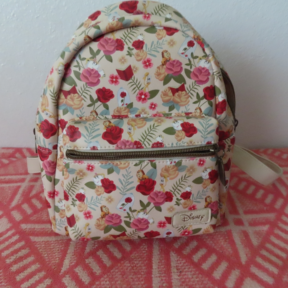 Loungefly Disney Sleeping Beauty Floral Mini Backpack Clock Teapot Candle